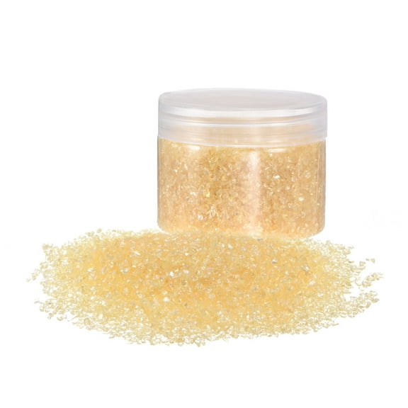 Uxcell 200g Crushed Glass Chips 1-3mm Irregular Broken Sprinkles Chunky Glass for Crafts DIY Vase Filler, Yellow