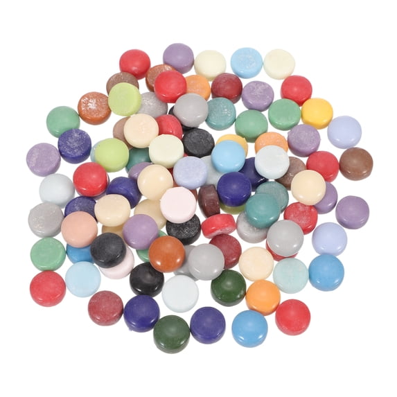 Uxcell 200g Round Mosaic Tiles 0.47" Iridescent Mosaic Glass Pieces for DIY Home Decoration Multicolored