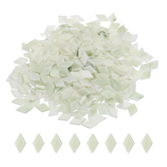 Uxcell 200g Mosaic Tiles Rhombus Shape Glass Mosaic Tiles for Art Crafts DIY Projects Green,White