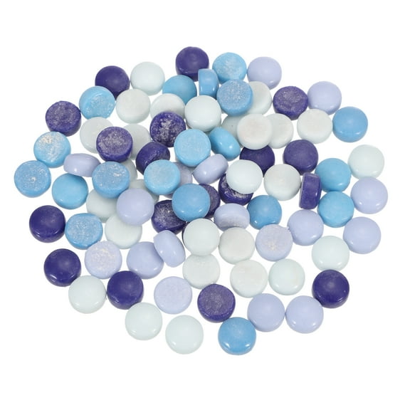 Uxcell 200g Round Mosaic Tiles 0.47" Iridescent Mosaic Glass Pieces for DIY Home Decoration Blue Multicolored