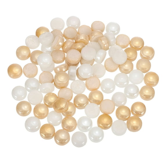 Uxcell 200g Round Mosaic Tiles 0.47" Iridescent Mosaic Glass Pieces for DIY Home Decoration White Gold Multicolored