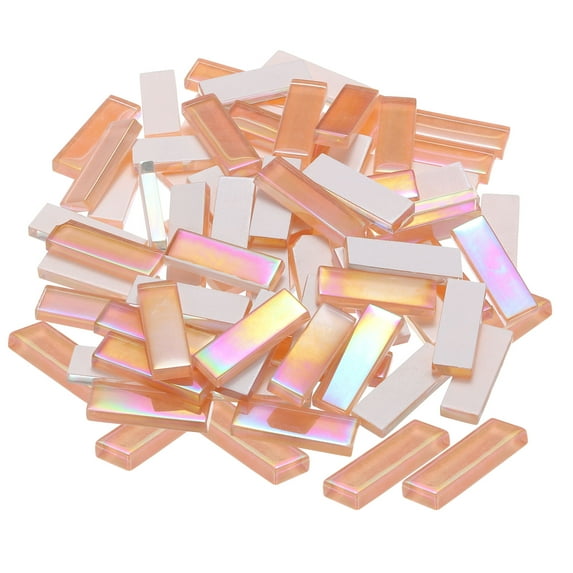 Uxcell 200g Stained Glass Mosaic Strips 1.2" Iridescent Orange Crystal Glass Mosaic Tiles 1 Set