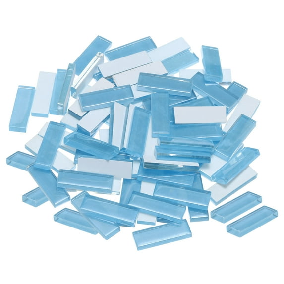 Uxcell 200g Stained Glass Mosaic Strips 1.2" Lake Blue Crystal Glass Mosaic Tiles 1 Set