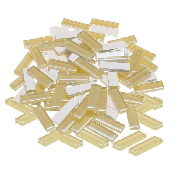 Uxcell 200g Stained Glass Mosaic Strips 1.2" Light Brown Crystal Glass Mosaic Tiles 1 Set