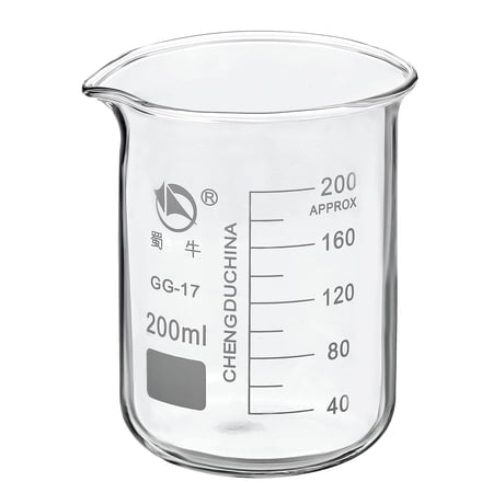 Uxcell 200ml Low Form Glass Beaker, 3.3 Borosilicate Graduated Lab Measuring Cups