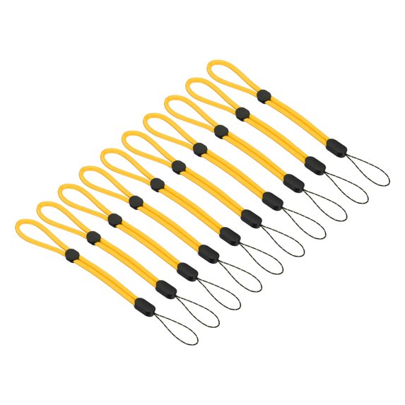 Uxcell 200mm 8 Inch Hand Wrist Strap Lanyards, 10 Pcs Nylon Adjustable Wristlet String Cord, Yellow