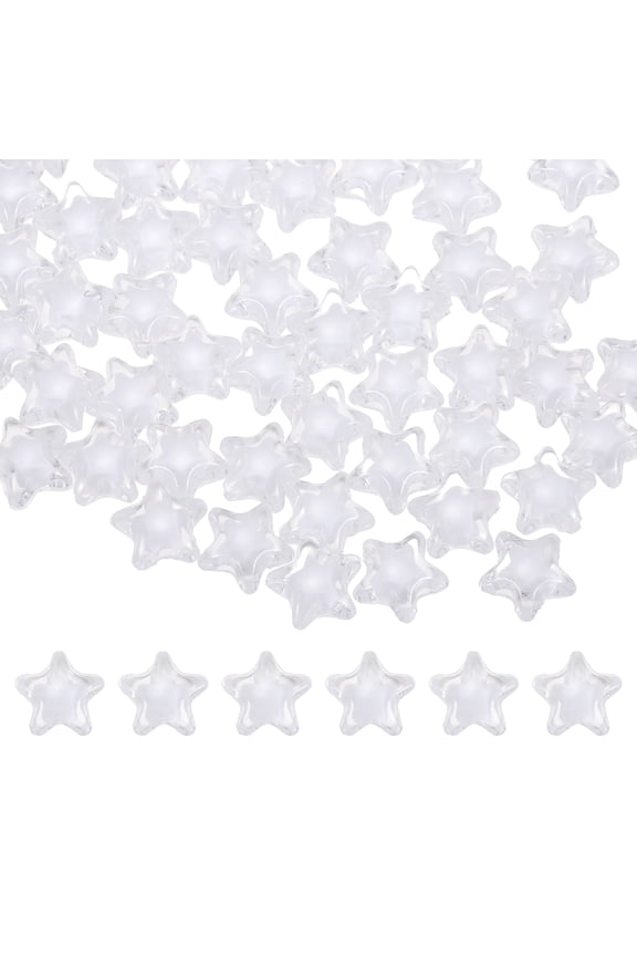 200pcs Acrylic Crystal Star Beads, 11mm Star Shape Charm Spacer Beads for DIY Crafts Jewelry Making Bracelet Necklace Decor Key Chains , White