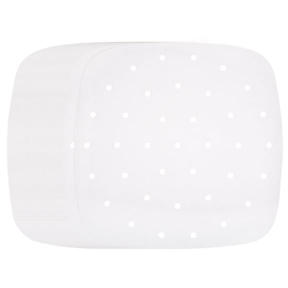 Uxcell 200pcs Air Fryer Liners 9.4 Inch Square Bamboo Steamer Liners with Holes Non-Stick Perforated Parchment Paper Sheets Disposable Steamer Paper for Air Fryers Steaming Basket, White