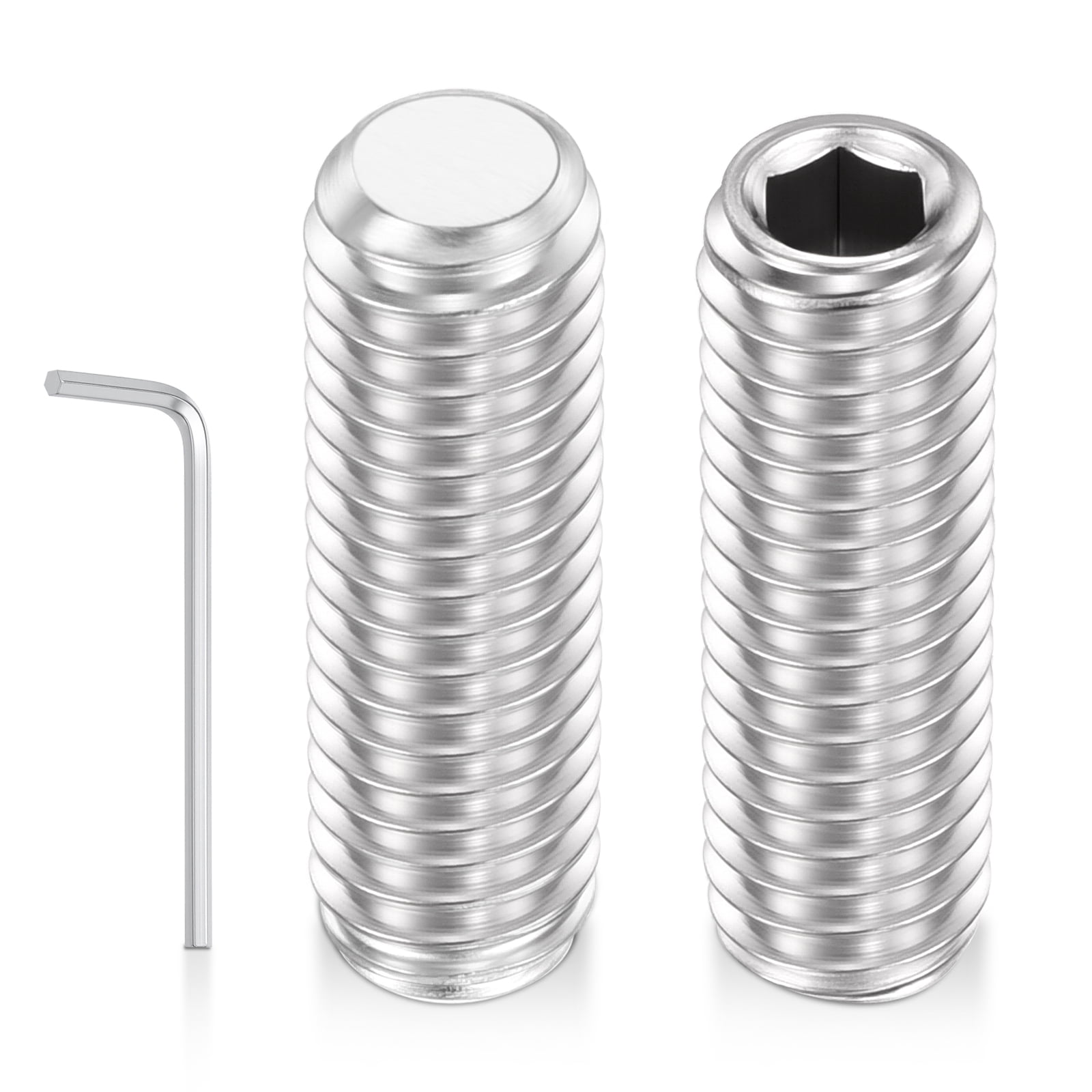 Uxcell 200pcs Flat Hex Socket Set Screws - [M5-0.8x16mm] 18-8 Stainless Steel Headless Cup Point Allen Head Grub Set Screw with Wrench for Door Handles, Bathroom Fixture & Towel Rack