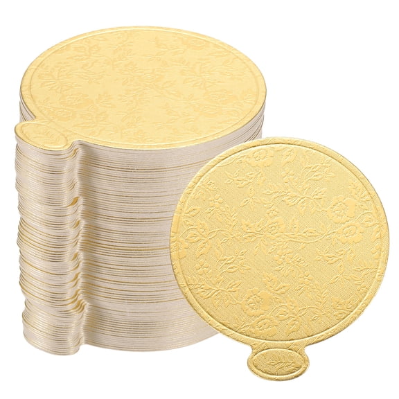 Uxcell 200pcs Mini Cake Boards, Mousse Cake Cardboards Round Cake Bases (Gold)