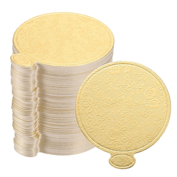 Uxcell 200pcs Mini Cake Boards, Mousse Cake Cardboards Round Dessert Base (Gold)