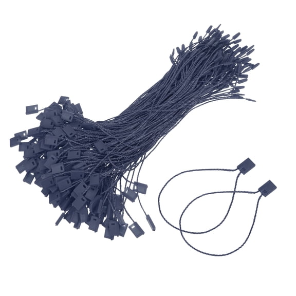 Uxcell 200pcs Polyester Hang Tag String (6.7") - Plastic Snap Lock Pin Loop Dark Blue