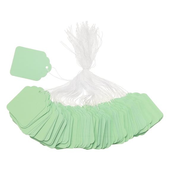 Uxcell 200pcs Price Tags with String Attached (1.8" x 1.4") - Label Price Display Tags Blank Hang Writable for Gift Pricing Jewelry Clothing, Light Green