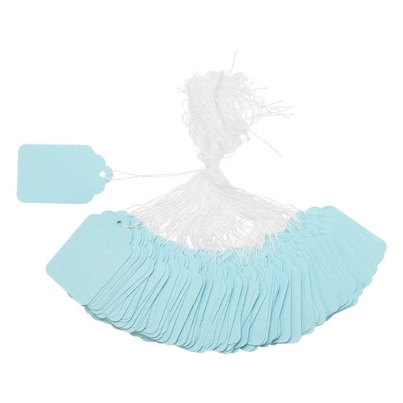 Uxcell 200pcs Price Tags with String Attached (1.9" x 1.2") - Label Price Display Tags Blank Hang Writable for Gift Pricing Jewelry Clothing, Light Blue