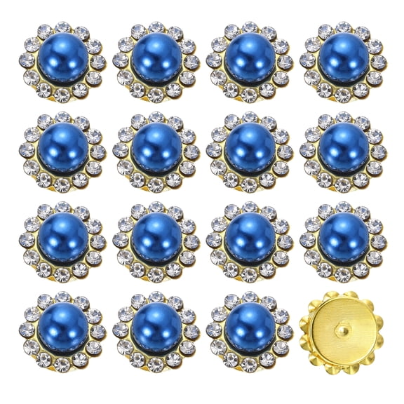 Uxcell 200pcs Sew on Rhinestone 12mm Flower Shape Pearl Rhinestones, Blue