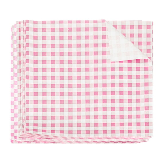 Uxcell 200pcs Square Checkered Wax Paper Sheets 8.66" x 8.66" for Sandwich Baking Paper, Pink