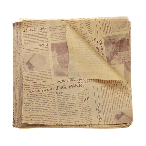 Uxcell 200pcs Wax Paper Sheets Square Sheets 9.84" x 9.84" Old Newspaper Style Food Wrapping Paper for Sandwich Baking Paper Liners Picnic Basket Bread Hamburger Wrap Kitchen, Brown