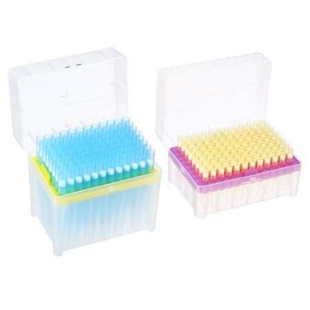 Uxcell 200ul 1000ul Filtering Pipette Tips, 2 Sets 96 Tips/Rack(Pink/Blue) for Laboratory, Blue