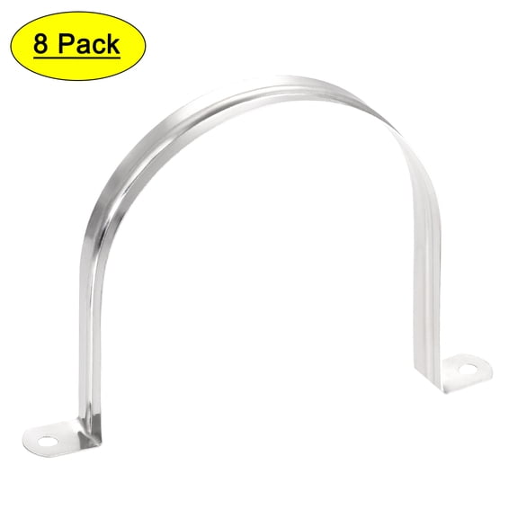 Uxcell 201 Stainless Steel 2 Holes Rigid Pipe Strap Fit for 110mm(4.3") OD 8 Pack