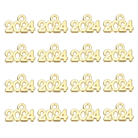 Uxcell 2024 Graduation Tassel Charm, 48 Pcs Alloy Mini Letter Charm, Gold