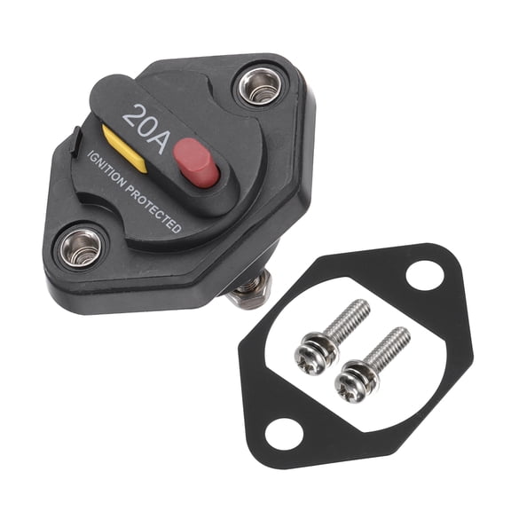 Uxcell 20A Circuit Breaker, 12-32V DC Automotive Circuit Breaker with Reset Button Rubber Pad Screws for Car Marine Boat Audio System Overload Protection