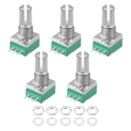 Uxcell 20K Ohm Variable Resistors Single Rotary Carbon Film Taper Potentiometer, 5pack