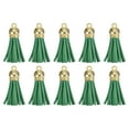 thumbnail image 1 of Uxcell 20Pack 1.5" Leather Tassels Keychain Charm with Gold Cap for DIY, Dark Green, 1 of 6