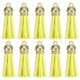 thumbnail image 1 of Uxcell 20Pack 1.5" Leather Tassels Keychain Charm with Gold Cap for DIY, Yellow, 1 of 6