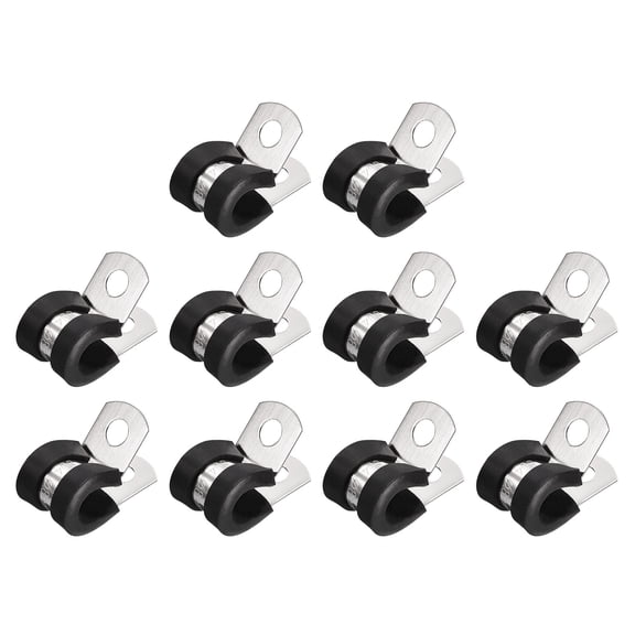 Uxcell 20Pack 5/16" Cable Clamp R Shape Stainless Steel Rubber Cushioned Pipe Strap
