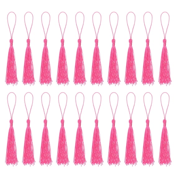 Uxcell 20Pack 5" Silky Bookmark Tassels with Loop for DIY Craft Accessory, Pink