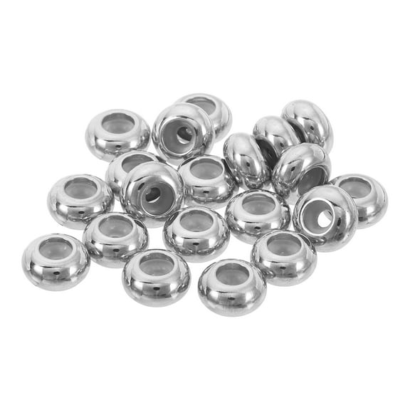 Uxcell 20Pack 8mm Insert Rubber Stopper Positioning Spacer Beads, Stainless Steel Adjustable Slider Beads, Silver