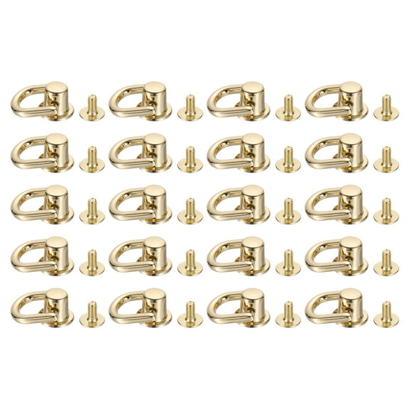 Uxcell 20Pack D Ring Stud Screw Ball Head Button, Metal Rivets for Leather DIY, Gold