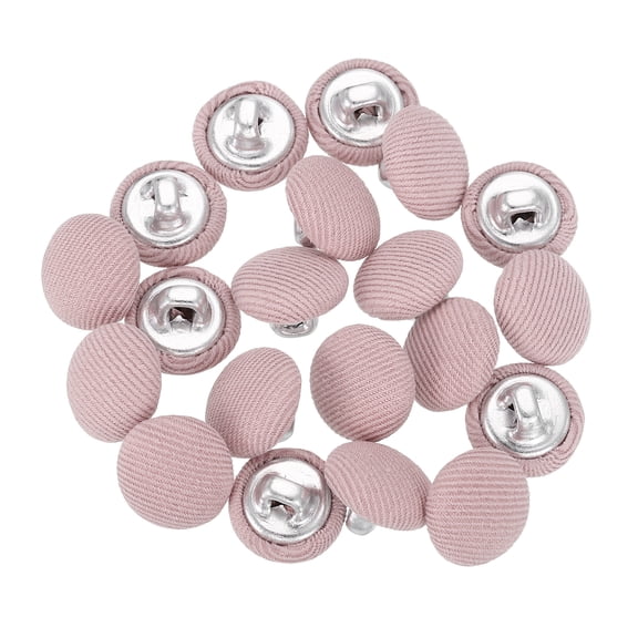 Uxcell 20Pack Fabric Cloth Covered Button, 11.5mm 18L Metal Shank Round Sewing Buttons Fabric Covered Button for Coat Dress Sweater Hats Crafts Making, Pink