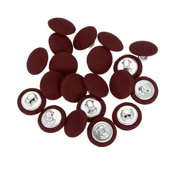 Uxcell 20Pack Fabric Cloth Covered Button, 13mm 20L Metal Shank Round Sewing Buttons Fabric Covered Button for Coat Dress Sweater Hats Crafts Making, Wine Red