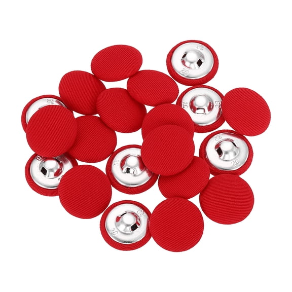 Uxcell 20Pack Fabric Cloth Covered Button, 18mm 28L Metal Shank Round Sewing Buttons Fabric Covered Button for Coat Dress Sweater Hats Crafts Making, Red