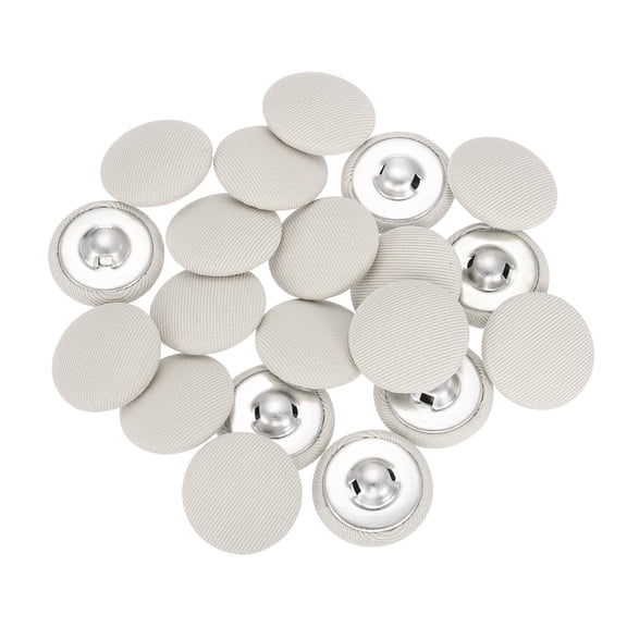 Uxcell 20Pack Fabric Cloth Covered Button, 21mm 34L Metal Shank Round Sewing Buttons Fabric Covered Button for Coat Dress Sweater Hats Crafts Making, Beige