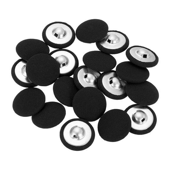 Uxcell 20Pack Fabric Cloth Covered Button, 21mm 34L Metal Shank Round Sewing Buttons Fabric Covered Button for Coat Dress Sweater Hats Crafts Making, Black