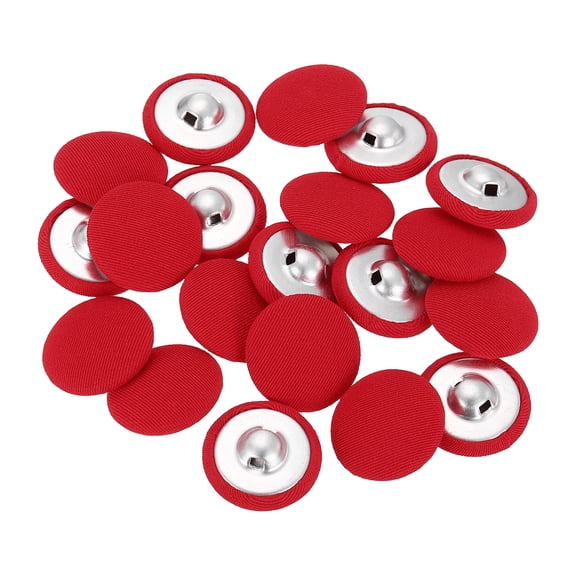 Uxcell 20Pack Fabric Cloth Covered Button, 21mm 34L Metal Shank Round Sewing Buttons Fabric Covered Button for Coat Dress Sweater Hats Crafts Making, Red