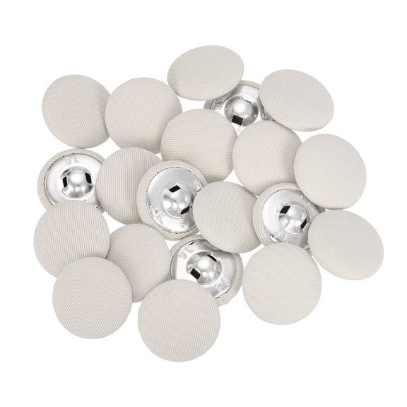 Uxcell 20Pack Fabric Cloth Covered Button, 23mm 36L Metal Shank Round Sewing Buttons Fabric Covered Button for Coat Dress Sweater Hats Crafts Making, Beige