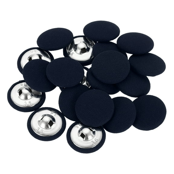 Uxcell 20Pack Fabric Cloth Covered Button, 23mm 36L Metal Shank Round Sewing Buttons Fabric Covered Button for Coat Dress Sweater Hats Crafts Making, Navy Blue