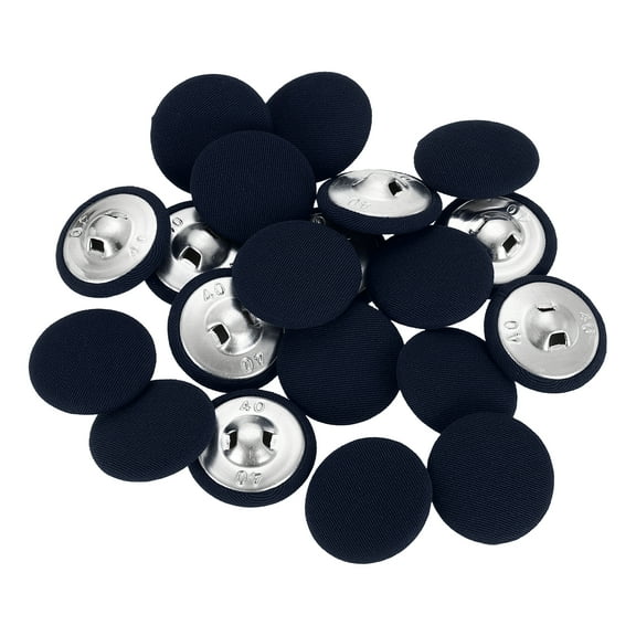 Uxcell 20Pack Fabric Cloth Covered Button, 25mm 40L Metal Shank Round Sewing Buttons Fabric Covered Button for Coat Dress Sweater Hats Crafts Making, Navy Blue