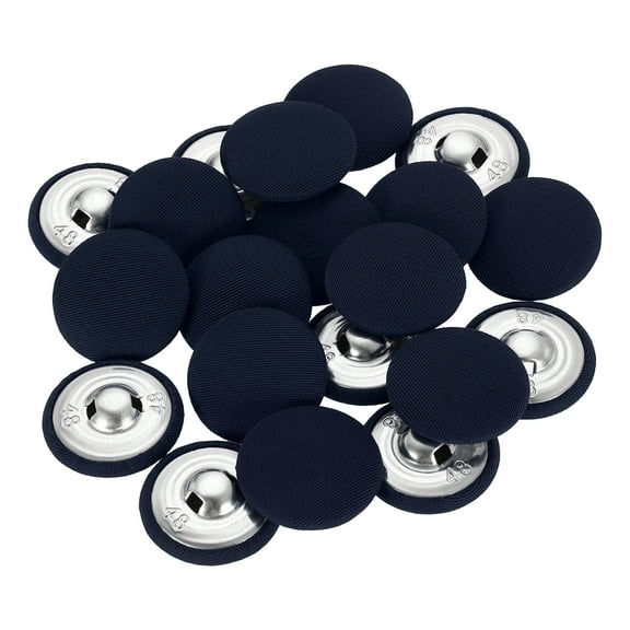 Uxcell 20Pack Fabric Cloth Covered Button, 30mm 48L Metal Shank Round Sewing Buttons Fabric Covered Button for Coat Dress Sweater Hats Crafts Making, Navy Blue