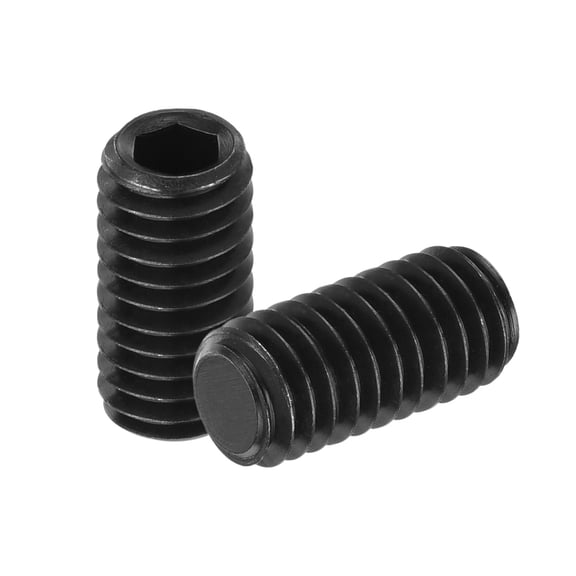 Uxcell 20Pack Hex Socket Grub Screw, M6x12mm Alloy Steel Head Socket Set Screws Flat Point Grub Bolt for Door Handles, Light Fixture Repair, Black