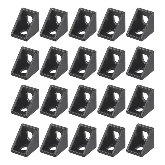 Uxcell 20Pack Inside Corner Bracket Gusset, 20x20x17mm 2020 for 2020 Series Aluminum Extrusion Profile Black