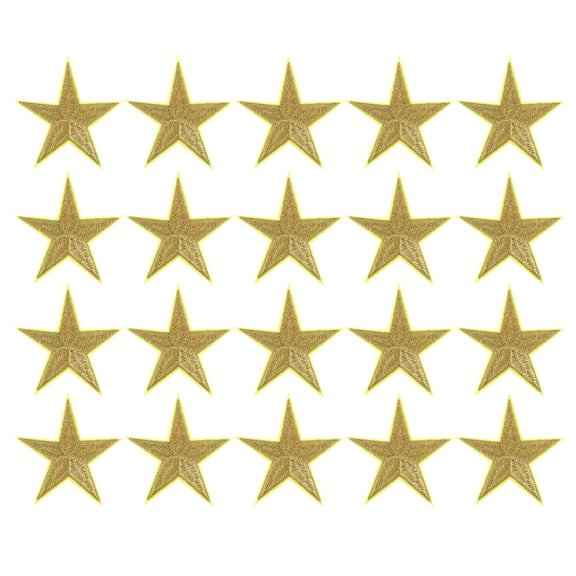 Uxcell 20Pack Iron on Star Patches, Sew on Star Embroidered Patches, DIY Applique Repair Patch for Crafts, 75mm Gold Yellow