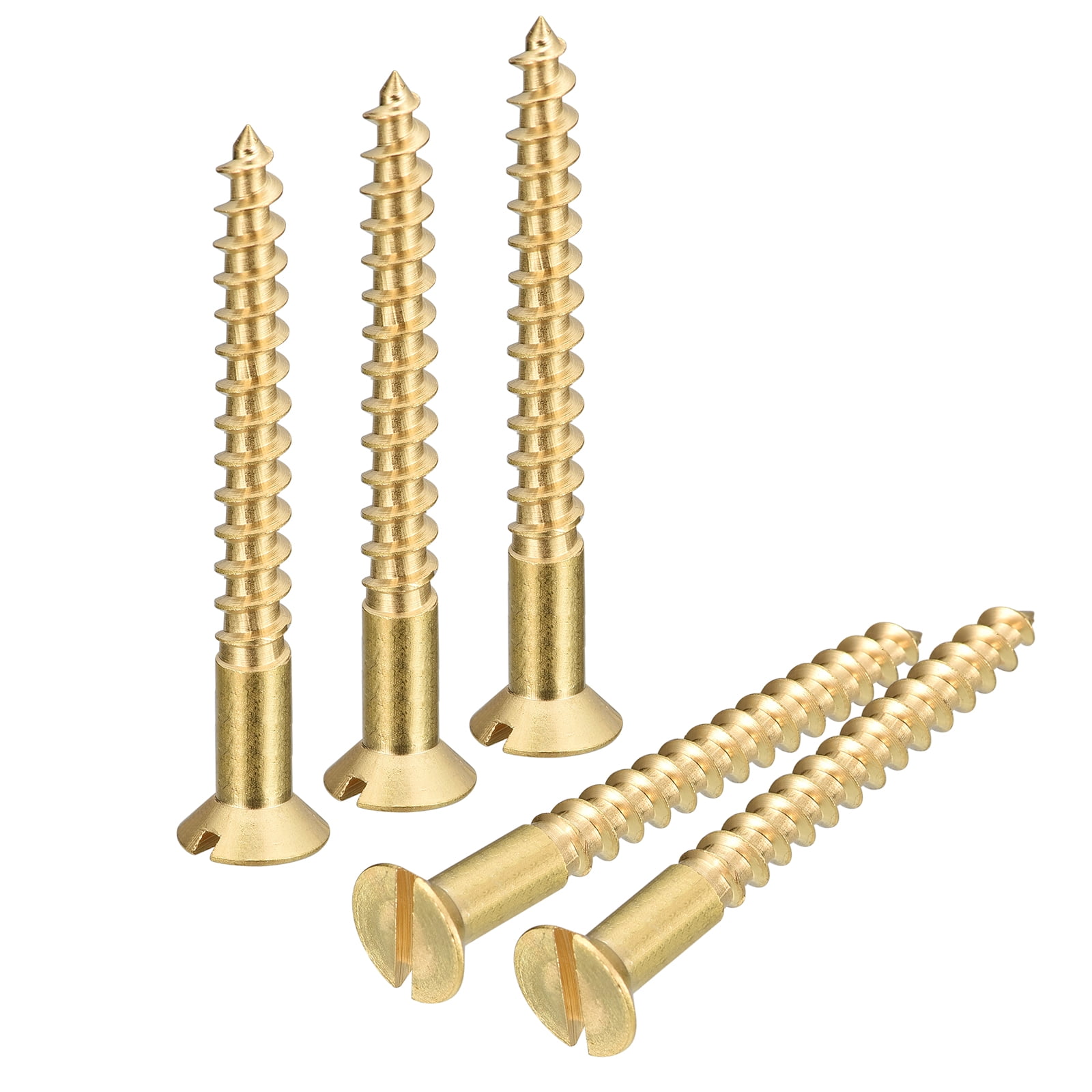 Uxcell 20Pack M5 x 45mm Brass Slotted Drive Flat Head Wood Screws Self