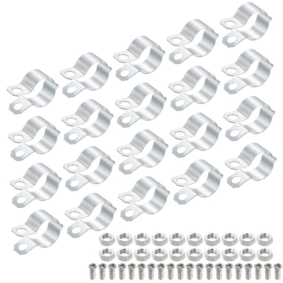 Uxcell 20Pack Pipe Clamps Rigid Bracket Pipe Strap Clamp Pipe Support Fit 5/8" Pipe