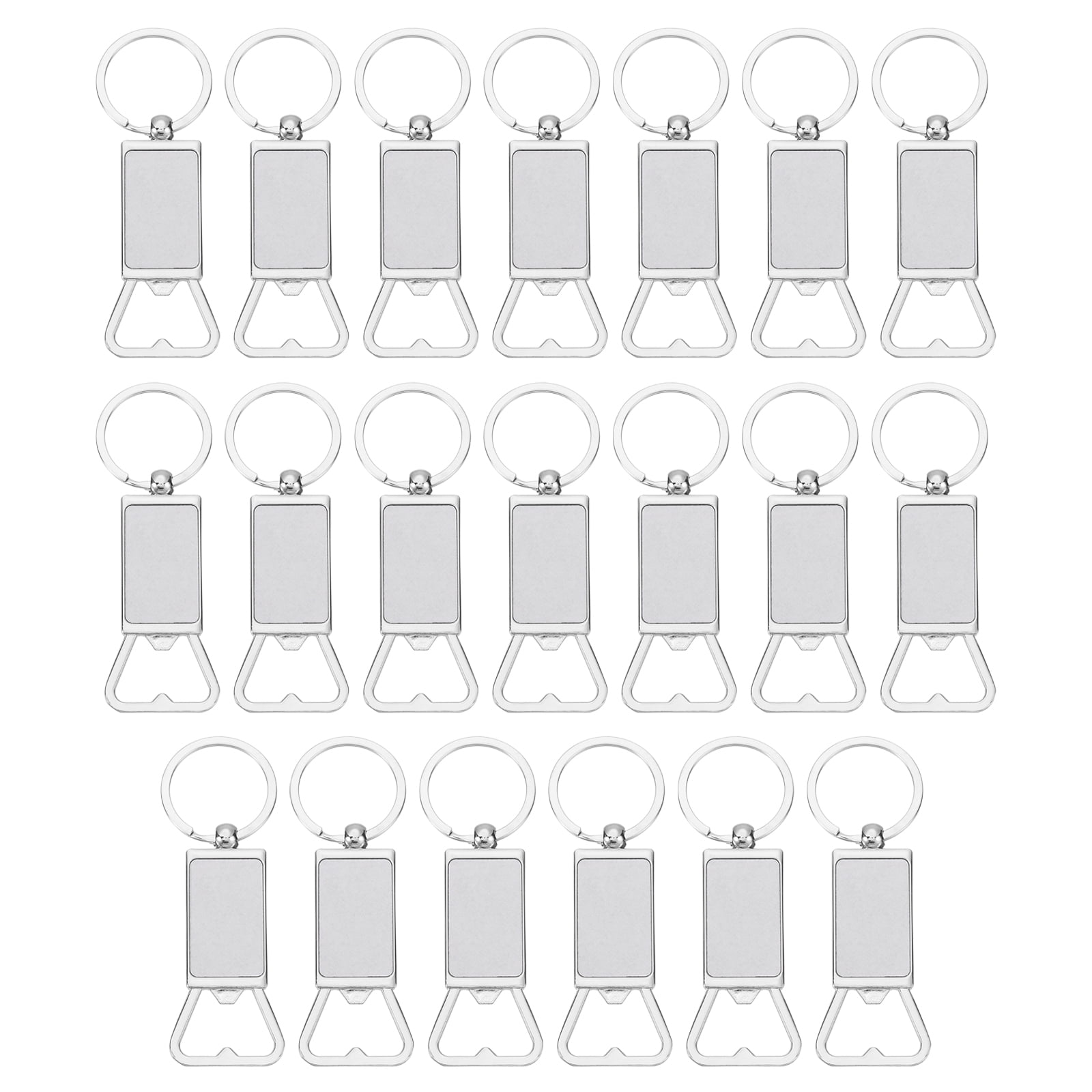 Uxcell 20Pack Sublimation Metal Bottle Opener Keychain, Blank Transfer Sublimation Key Rings (3.1x9.4cm)