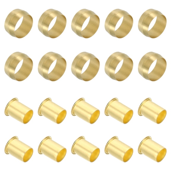 Uxcell 20Pcs 14mm ID x 14mm OD Hose Tube Brass Ferrule Brass Compression Insert Fitting Assortment Kit