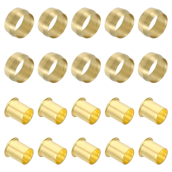 Uxcell 20Pcs 16mm ID x 16mm OD Hose Tube Brass Ferrule Brass Compression Insert Fitting Assortment Kit